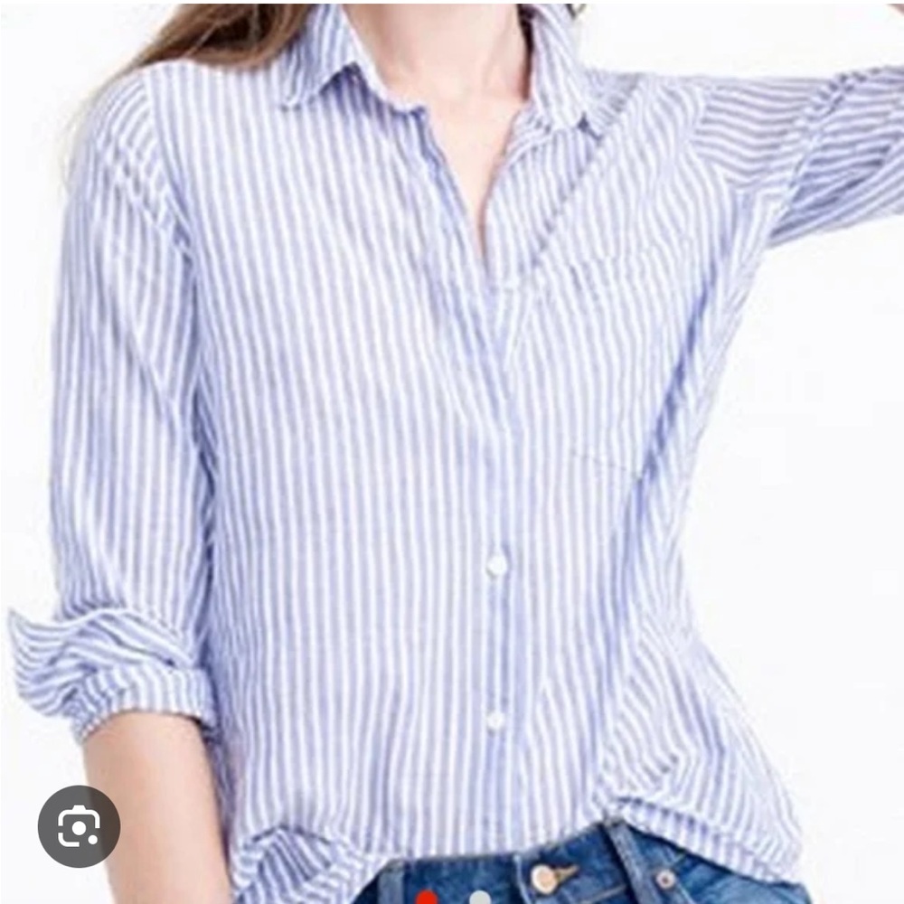 J.crew size 4 blue and white striped button down